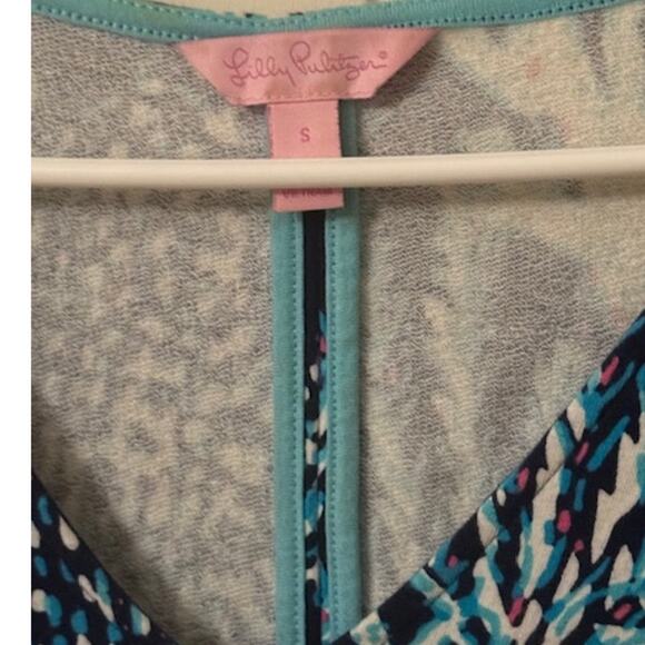 Lilly Pulitzer Clarke V Neck French Terry Mini Dress in Good Reef S - Picture 4 of 5